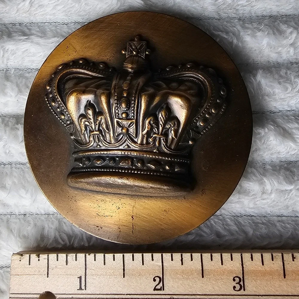 Vintage Crown Relief Belt Buckle OS Bronze Royal Regency Gothic